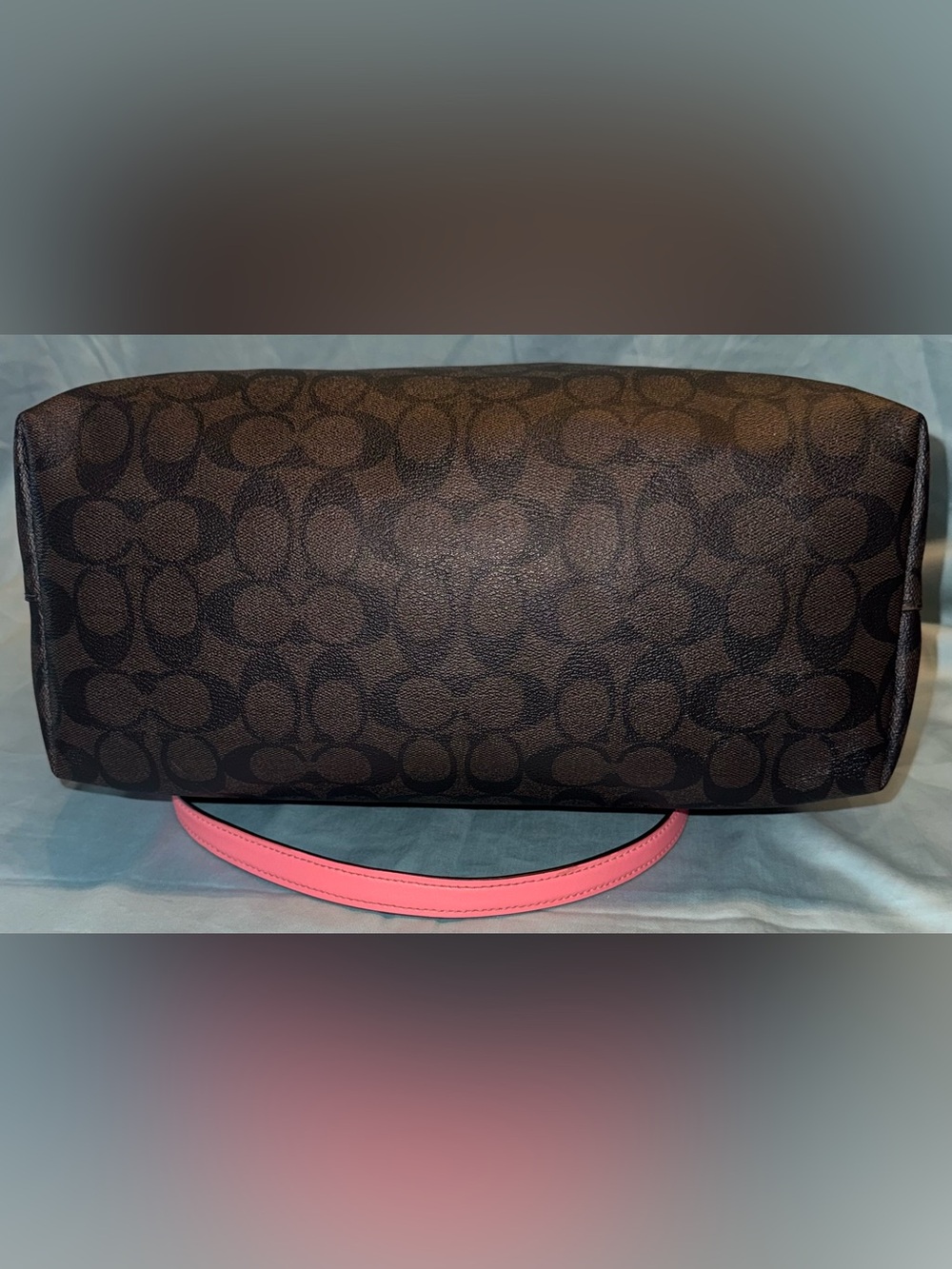 Coach F79609 Gallery Tote in Signature Canvas, with Pink Trim and Cherry Charm - Picture 8 of 13